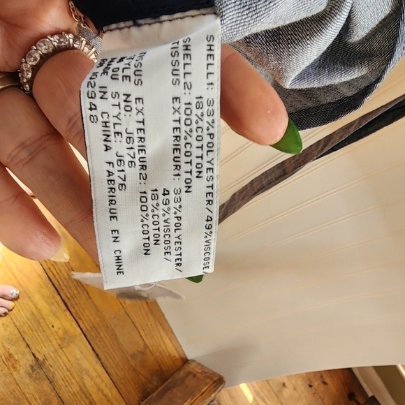 Tulle sleeveless dress low v-neck upper gray cotton, bottom blue chambray NWT - Picture 10 of 10